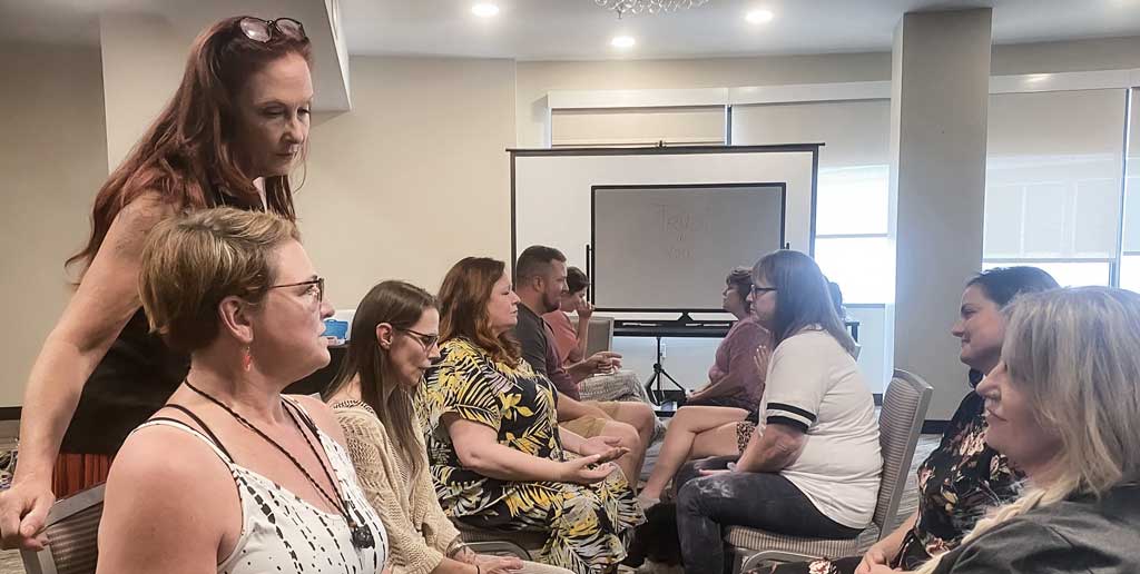 Psychic Medium Loriann in a training session with students