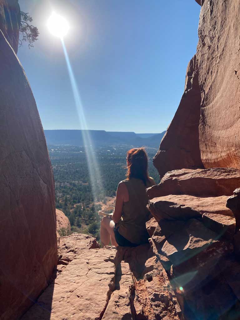 Psychic Medium LoriAnn meditating in Sedona